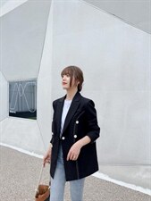 PANDLI利落女人味并存的西装外套简约大气‘剪裁干净利落，女装西装，潘大利