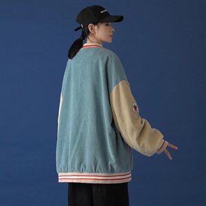 20年秋冬新款拼色水洗固色100%棉灯芯绒棒球服DS-B293-Y775-P90图片