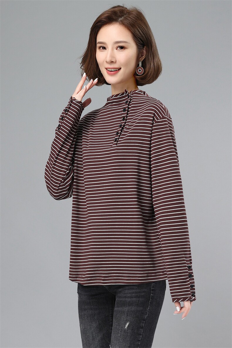 彩条打底衫,女装大码女装,奕阳依阁