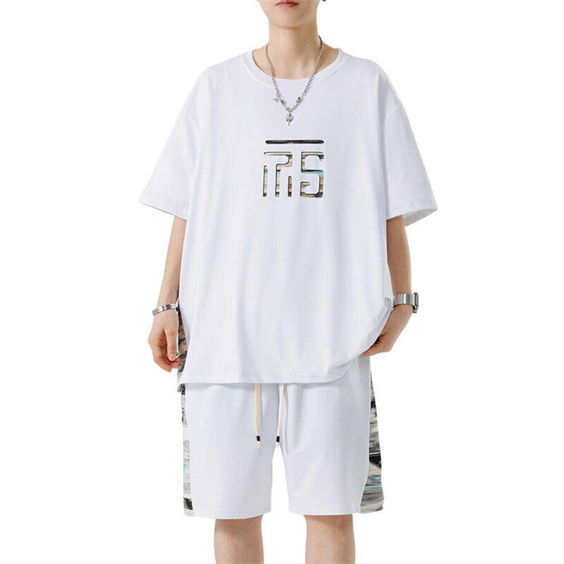 青少年夏季2025短T短裤一套潮牌帅气休闲套装XZ301b-2-TZ16TP38,男装T恤,星座301B-2（原A443-1）