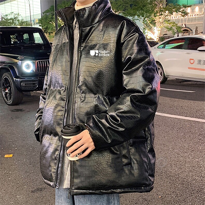 港风直播抖音高品质宽松男羽绒棉加厚PU皮棉衣外套M1503P90,男装棉衣,电商C408(原B339-1)