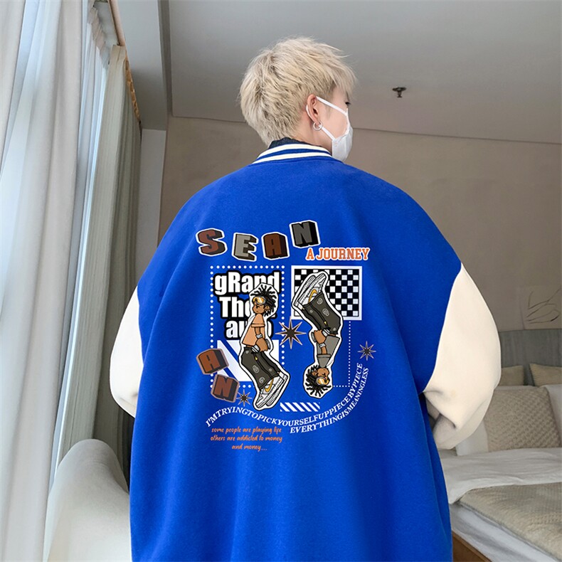 摇粒绒棒球服男大码开衫卫衣男夹克BF86282-P65,男装夹克,电商A040