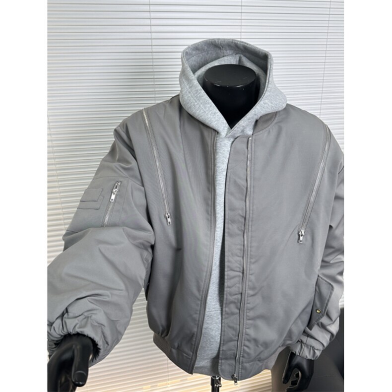 现货灰色三防面料夹棉棉服拉链多功能棉衣潮男JMF33-特p，男装棉衣，星座910A