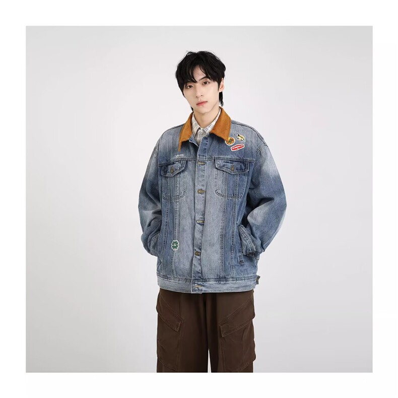 1506-1/J26051高品质/P83情侣款牛仔夹克男灯芯绒色翻领宽松外套,男装夹克,星座1506-1