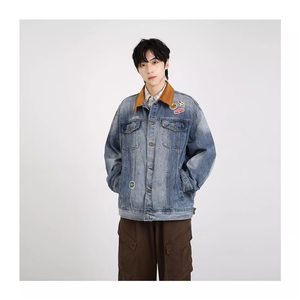 1506-1/J26051高品质/P83情侣款牛仔夹克男灯芯绒色翻领宽松外套图片