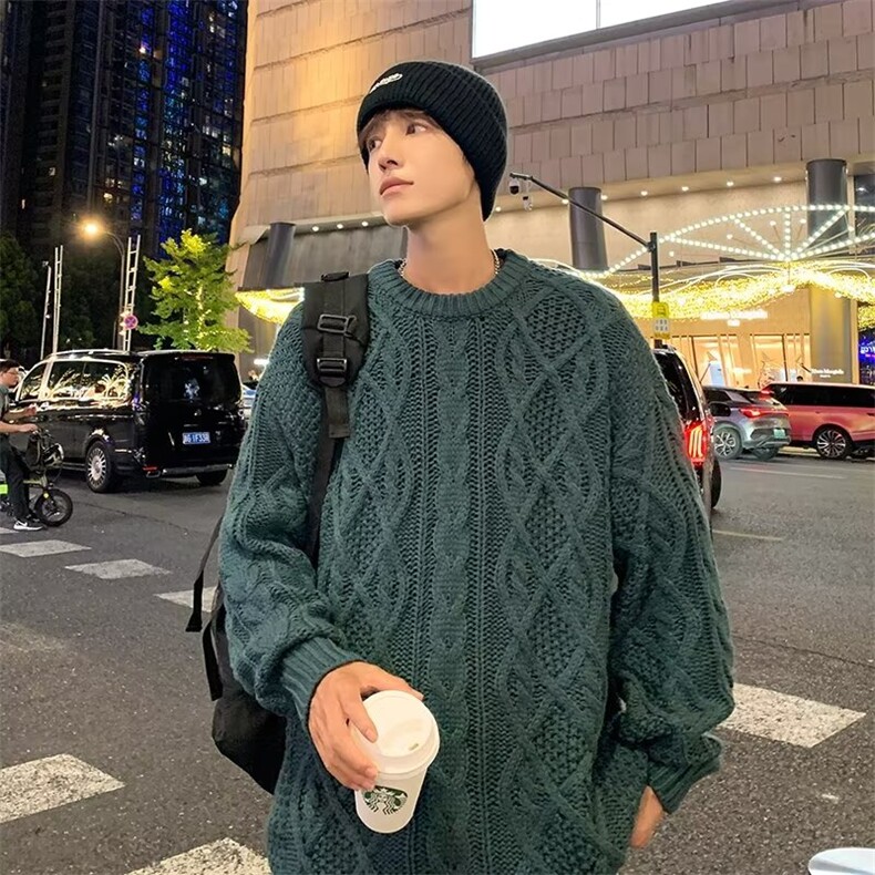 秋冬提花毛衣男圆领套头日系复古宽松学生美式保暖针织衫MY274,男装针织衫/毛衣,星座1116A-1（原606A）