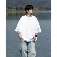8XL-M特大码短T恤泡泡袖肌理感冰丝短袖衬衫上衣五分袖DX322P25，男装T恤，电商D206-1