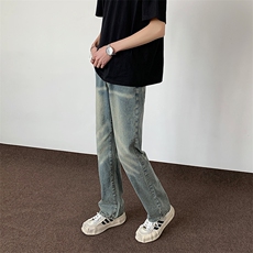 2024春夏美式高街cleanfit牛仔裤男直筒微喇vibe裤子潮S2376/P58，男装牛仔裤，电商B381-1