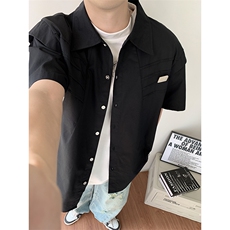 袖衬衫男生短袖港风夏季半袖衬衣薄款ins潮流C40-P46，男装衬衫，星座308B-2