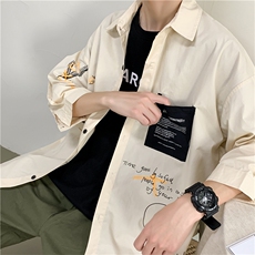 910A-C1027港风原创夏季新款衬衫情侣休闲七分袖，男装衬衫，星座910A