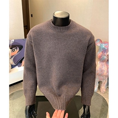 重磅秋冬男女纯色打底针织衫圆领套头半高领毛衣美式复古休闲上衣，男装T恤，电商A443