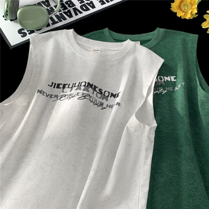 主推款250克重磅砂洗美式背心天丝棉冰感坎肩T恤JF509特P35控55