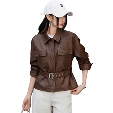 BAO海宁2025春秋新皮衣外套女高级感小个子仿真皮绵羊皮宋佳同款，女装皮衣，跑量工厂店