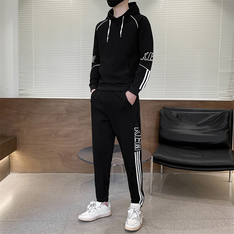 秋冬新款时尚套装运动圆领潮牌弹力卫衣卫裤大码宽松套装外套外贸,男装休闲套装,星座301D-5(原星座1415）