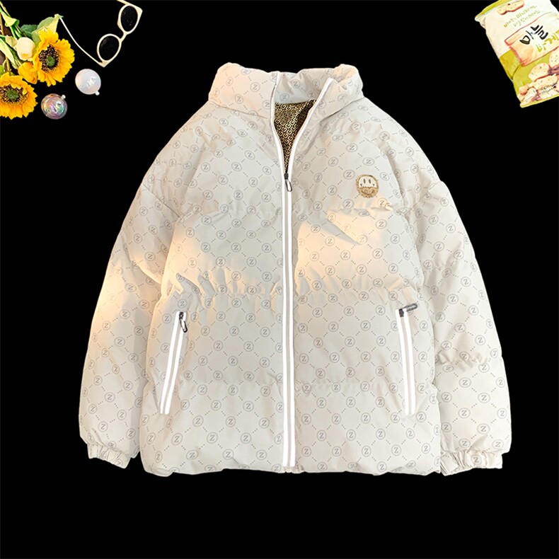 新款笑脸贴标字母加绒加厚保暖棉衣面包服A316-1-Y104P85控118,男装棉衣,星座906（原电商a316-1）