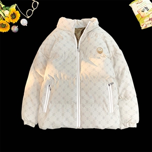 新款笑脸贴标字母加绒加厚保暖棉衣面包服A316-1-Y104P85控118图片