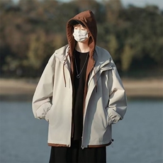 假两件外套男春秋季休闲宽松连帽夹克2024新款潮牌情侣款冲锋衣服，男装夹克，星座410-6（原星座1304-1）