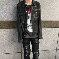 高级感夹克男士韩版潮牌显瘦新款精神小伙痞帅炸街牛仔外套，男装工装外套，星座601-1