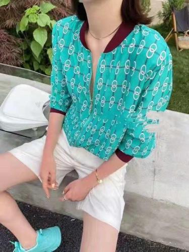 DG892欧货2021夏季新款女装时尚印花拉链显瘦上衣,女装,L·H·X