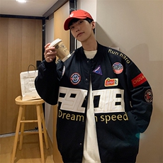 秋装港风潮酷夹克男宽松贴布装饰外套棒球服上衣JK101P145限198，男装夹克，电商A089-1
