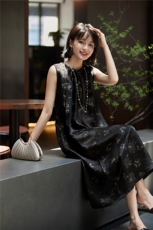 连衣裙蝴蝶印花新中式套装连衣裙，女装连衣裙，梦白服饰厂
