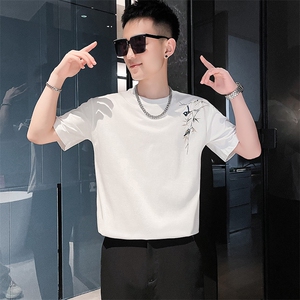 社会小伙夏季男士纯棉短袖T恤时尚潮流半袖体恤男C208-T8010特P30图片