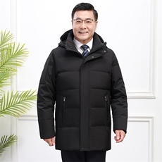 90%白鸭绒羽绒服男爸爸装加厚加大连帽短款零下防寒外套H17-P150，男装羽绒服，星座1210B