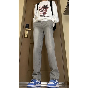 美式高街vibe重工艺水洗水泥灰hiphop弹力牛仔裤货号K2410P55图片