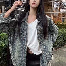 NZ072-100潮流复古牛仔夹克外套女水洗小香风提花情侣款工装，男装夹克，星座911-3