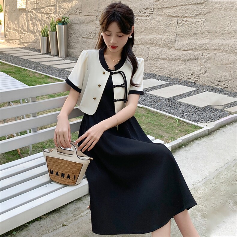 法式小香风吊带连衣裙女夏季2024新款新中式国风吊带裙,女装连衣裙,超帛