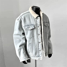 AA1779P95现货美式复古小众cleanfit羊羔毛牛仔外套，男装工装外套，电商B323A