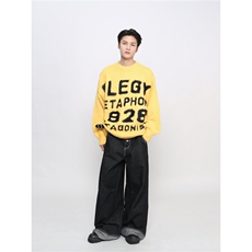 美式复古休闲慵懒风针织衫男纯色毛衣，男装针织衫/毛衣，星座1210-1