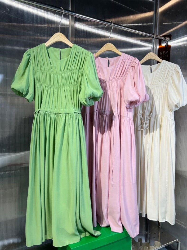 【DAVIDA】韩系圆领泡泡袖收腰连衣裙，女装连衣裙，DAVIDA