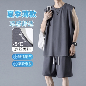 无袖薄款冰丝运动套装速干夏季坎肩跑步舒适TZ88-特批-66控109图片