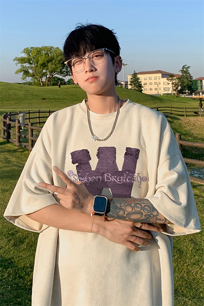 量大优供视频重磅麂皮绒短袖T恤男JPDX237-特P19,男装T恤,电商B367