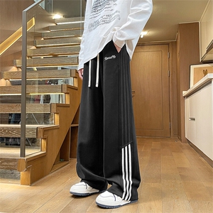 休闲裤男秋季新款港风宽松高品质华棉复合牛奶丝阔腿裤K6098-P45图片