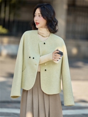 高级感气质短款毛呢外套女2025秋冬新款百搭超好看双面羊毛呢大衣，女装双面呢大衣，美沁