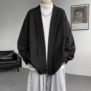 M~8XL大码重磅开衫卫衣秋冬加绒加厚保暖V领外套KS2101/P60加绒80图片