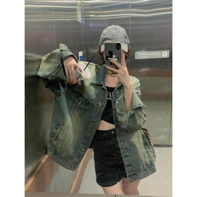 水洗复古美式牛仔外套女高街潮牌宽松情侣休闲宽松百搭NZ056-P98,男装工装外套,星座911-3