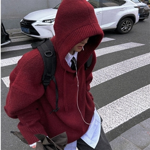 红色毛衣男女韩版潮流高街帅气2025冬季ins针织衫MZ1005-P62图片