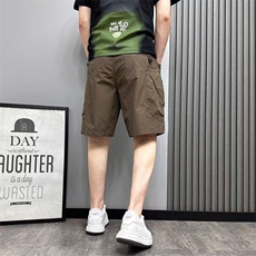 夏季新款工装短裤男潮牌百搭大口袋宽松休闲五分裤青年透气沙滩裤，男装牛仔裤，星座506A