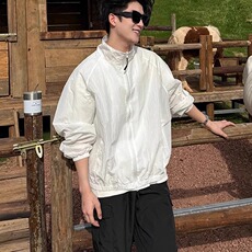 宝石绿运动速干防晒皮肤衣男夏季薄款痞帅高级感立领开衫防晒外套，男装夹克，星座506A
