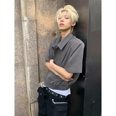 cleanfit设计感TR面料夏季拉链短袖衬衫男女外套短款上衣C3009，男装衬衫，星座1116A（原606A-3）
