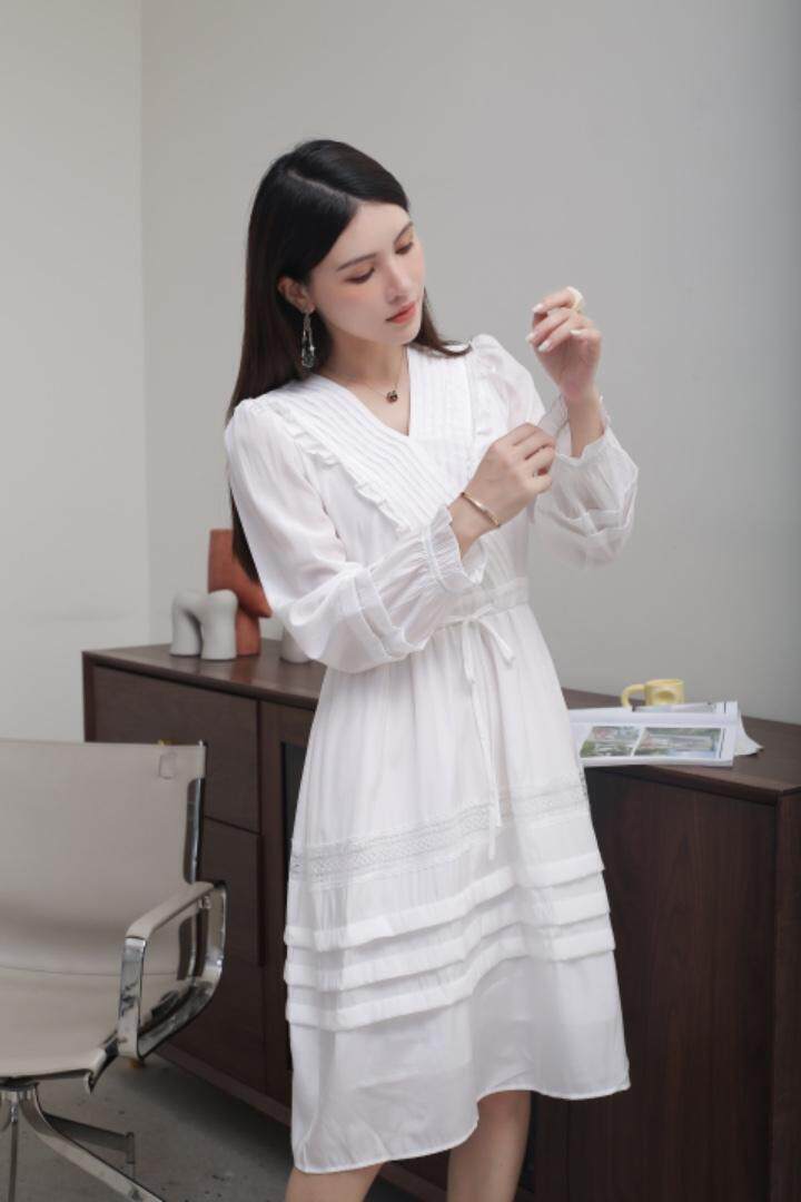 【现货】秋季新款法式气质V领连衣裙，女装连衣裙，得瑟空间