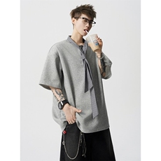短袖POLO衫男韩系学院风假两件半袖T恤上衣外套812-PL18-P45，男装Polo衫，星座812