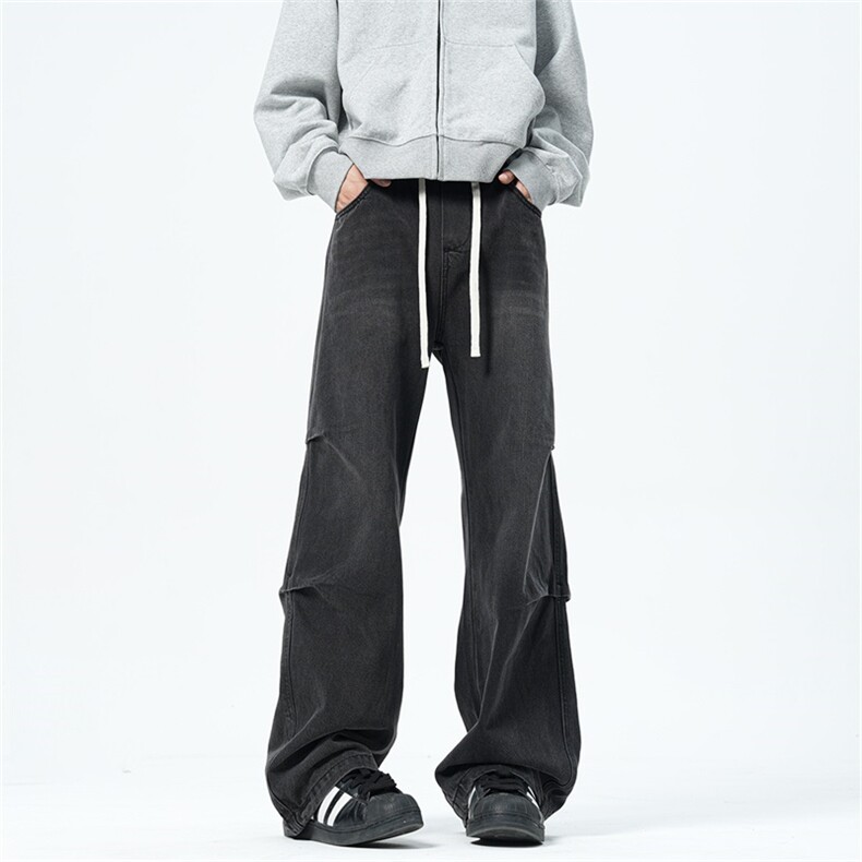 主推【S-4XL】现货！褶皱牛仔裤男水洗直筒裤子A080-8203-P65控88,男装牛仔裤,电商A080
