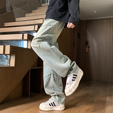 升级款松紧腰头抖音品质复古水洗阔腿牛仔裤XZ213-NZ335-P60控78，男装牛仔裤，星座213