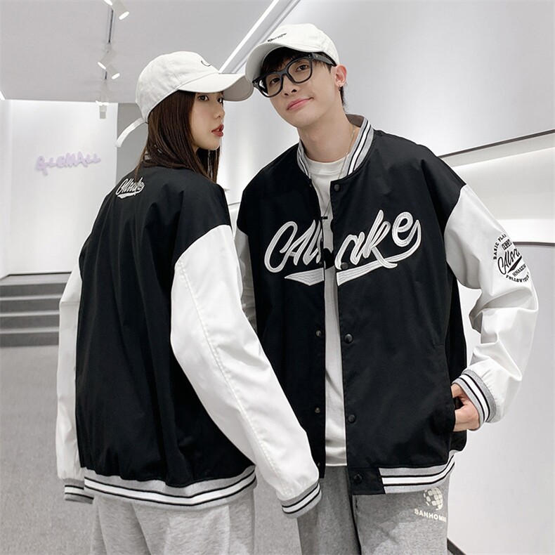JK6610P65港风拼接棒球服男刺绣情侣外套宽松百搭夹克,男装夹克,星座1204-3