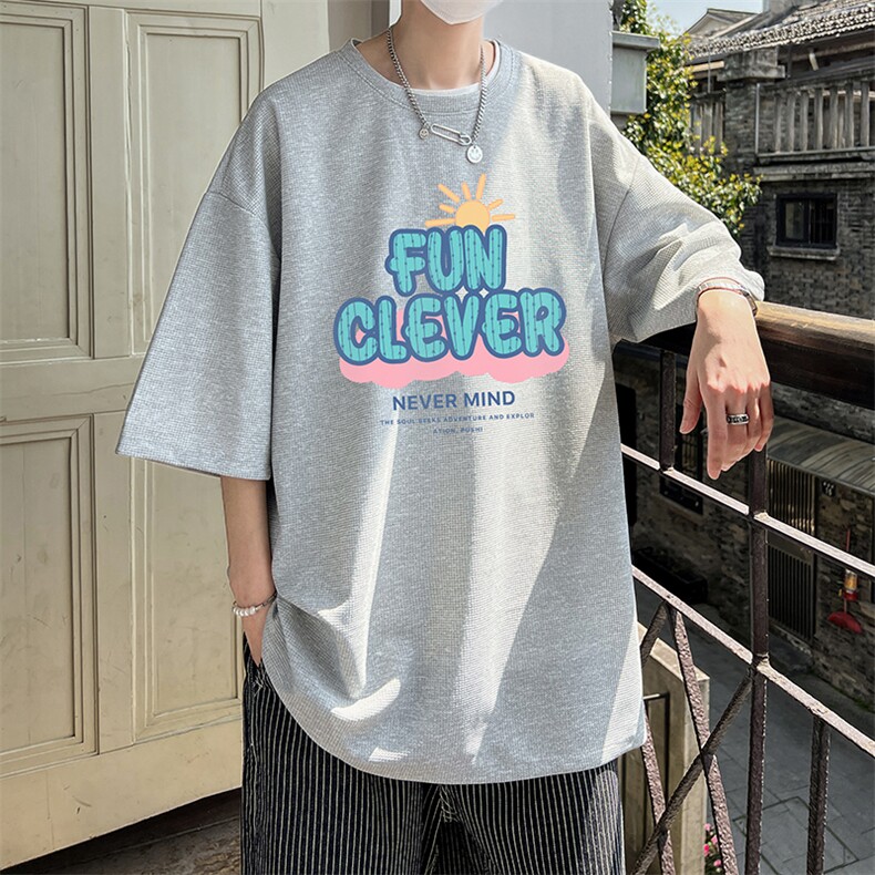 华夫格t恤男短袖男大码五分袖酒店风HT73377-P22,男装T恤,电商A040