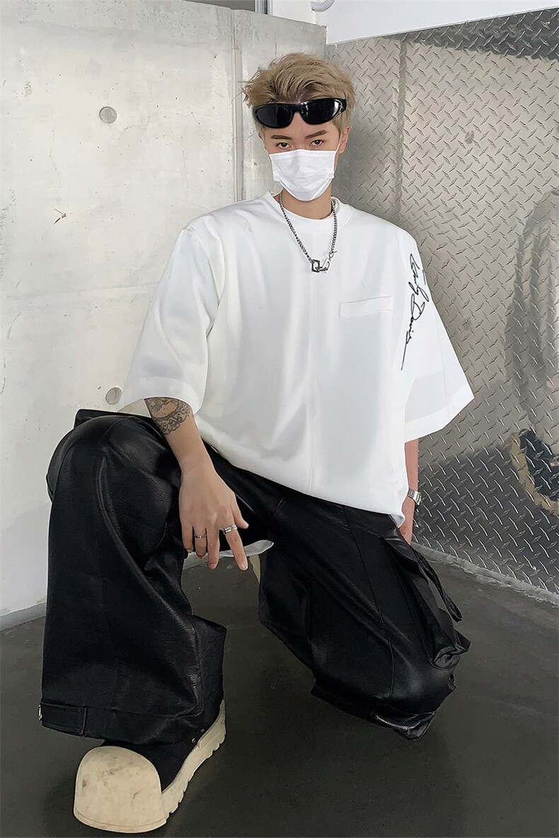 男装抗皱印花短袖t恤潮牌假两件上衣男生体恤XZ514-2-202449-P58,男装T恤,星座514-2(原B239)